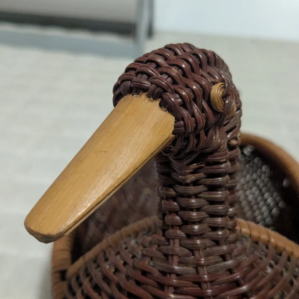 🦆🦆🦆cabincore Vintage Handmade Wicker Rattan Woven Wood Ducks